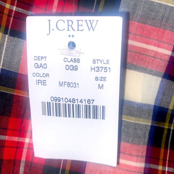 NWT Jcrew Factory cotton lightweight ruffle tartan plaid button-down, MEDIUM! - Picture 5 of 8